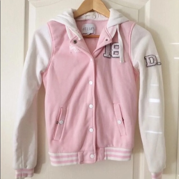 light pink varsity jacket